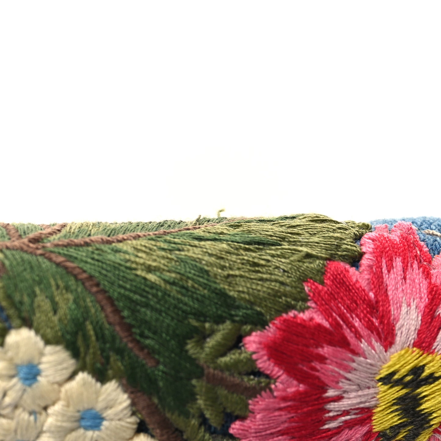 Denim Matelasse Floral Embroidered GG Marmont Card Case Wallet Blue