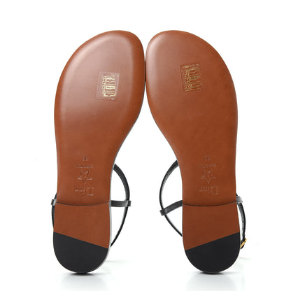 Christian Dior Lambskin Signature T-Strap Sandals 36 Black 6 of 10