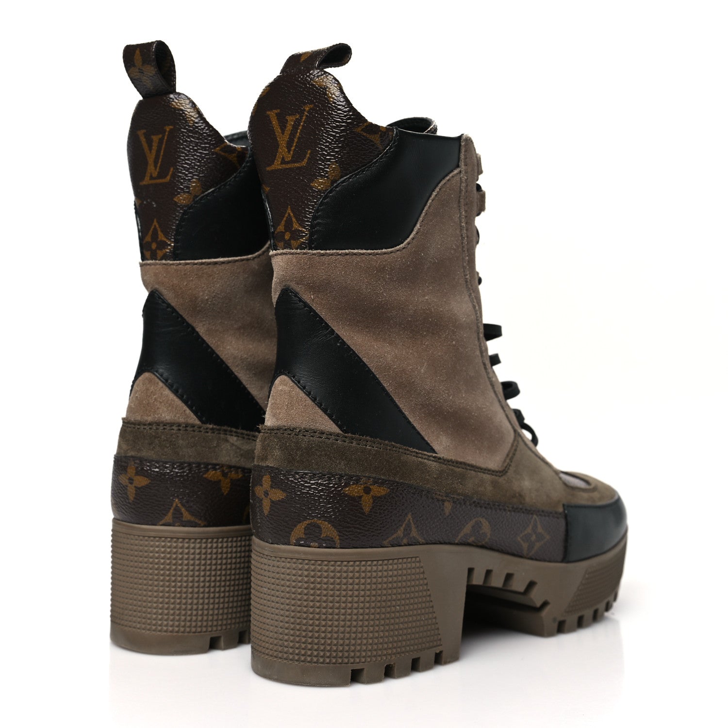Louis Vuitton Suede Calfskin Monogram Laureate Platform Desert Boots 38 Taupe 5 of 11