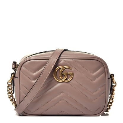 Gucci Calfskin Matelasse Mini GG Marmont Chain Shoulder Bag Porcelain Rose 1 of 9