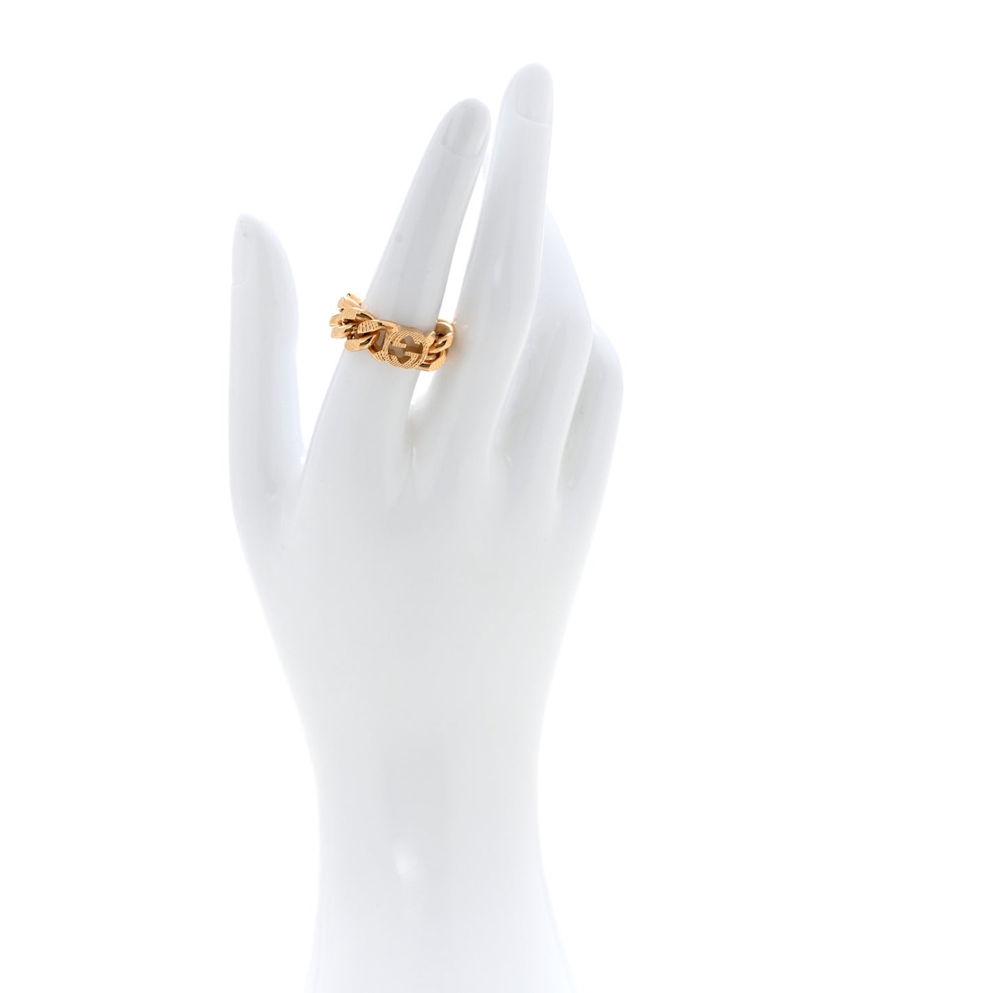 Metal Interlocking Interlocking Gourmette Chain Ring S 52 6 Gold