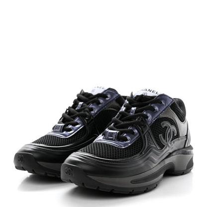 Chanel Fabric Laminated Calfskin Stretch CC Womens Sneakers 37 Black 3 of 8