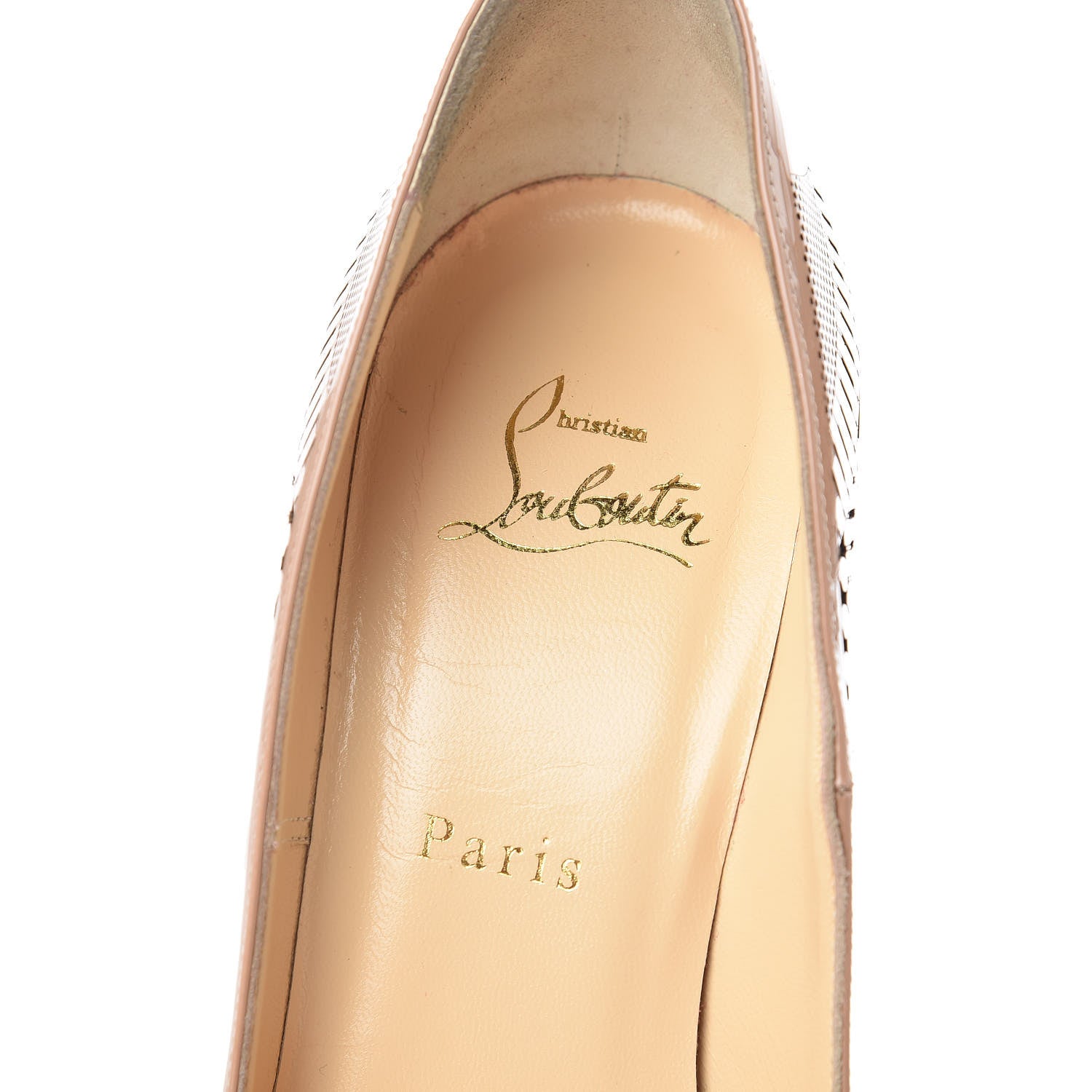 Christian Louboutin Patent Suede Burma Laser Cut Kristali 120 Pumps 39 Nude 9 of 12
