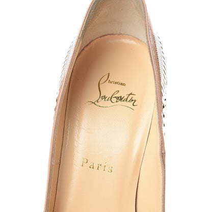 Christian Louboutin Patent Suede Burma Laser Cut Kristali 120 Pumps 39 Nude 9 of 12