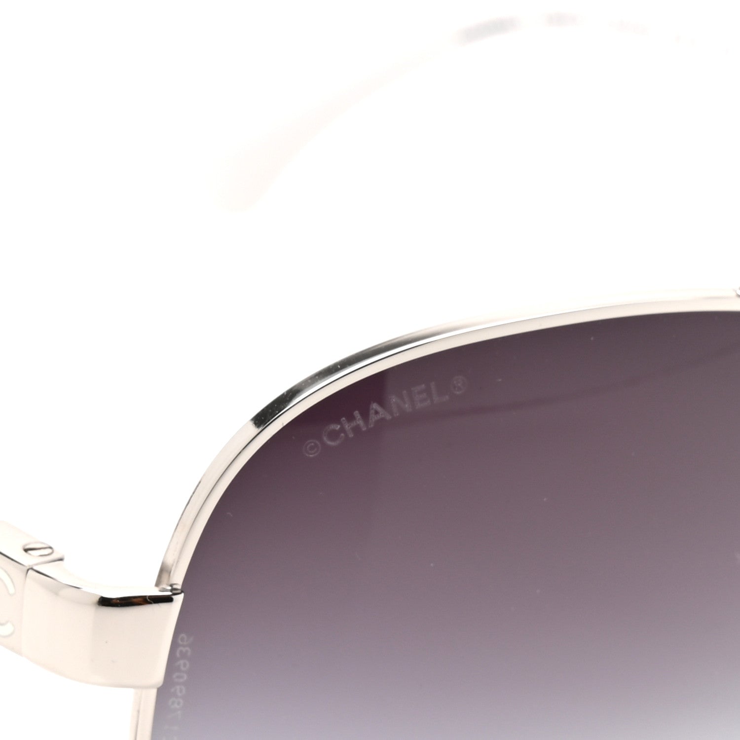 Chanel Lambskin Quilted CC Aviator Sunglasses 4195-Q White Silver 7 of 8