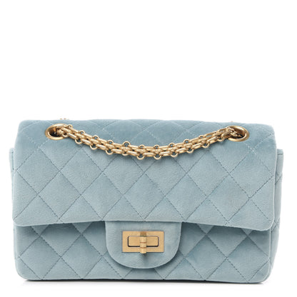 Chanel Velvet Quilted Mini 2.55 Reissue Flap Light Blue 1 of 10