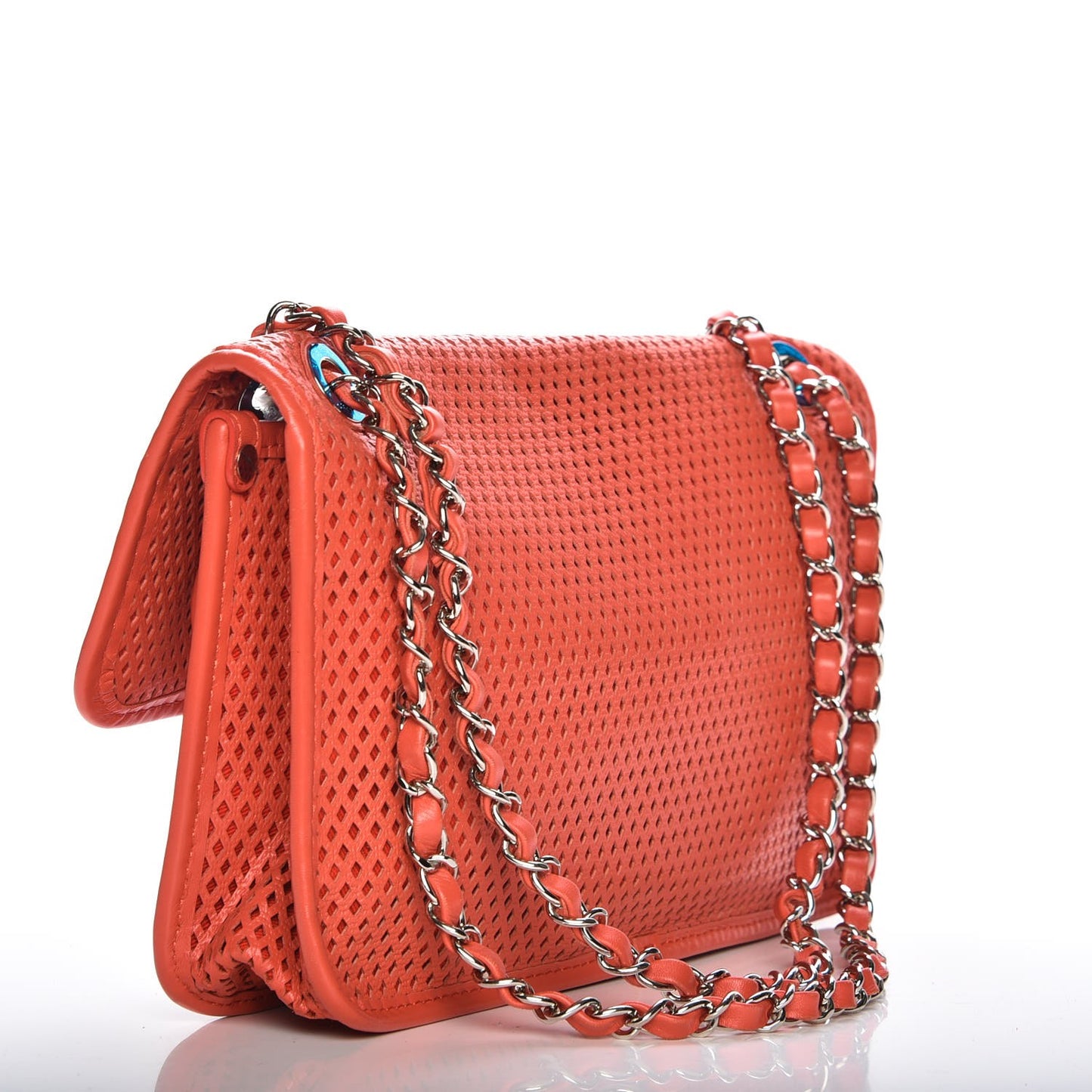 Perforated Calfskin Up In The Air Flap Red