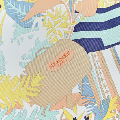 Hermes Silk Twill Acte III Scene I La Clairiere Scarf 70 Beige Bleu Jaune 2 of 3