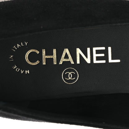 Chanel Suede Patent Cap Toe Camellia Ballerina Flats 36.5 Black White 9 of 10