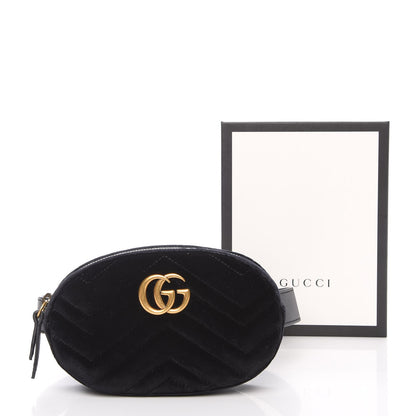 Gucci Velvet Matelasse GG Marmont Belt Bag 85 34 Black 13 of 13
