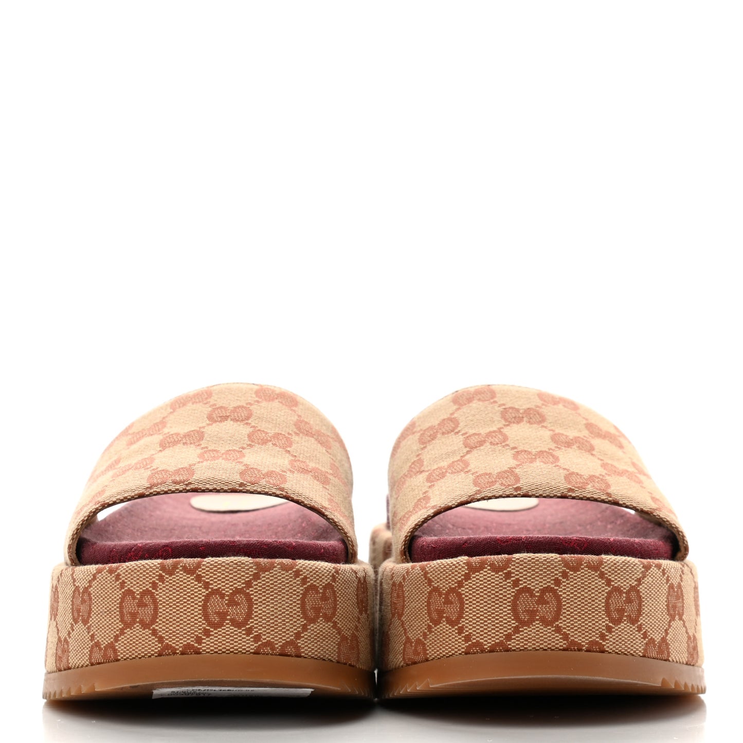 Canvas GG Monogram Angelina Platform Slide Sandals 39 Beige Ruggine
