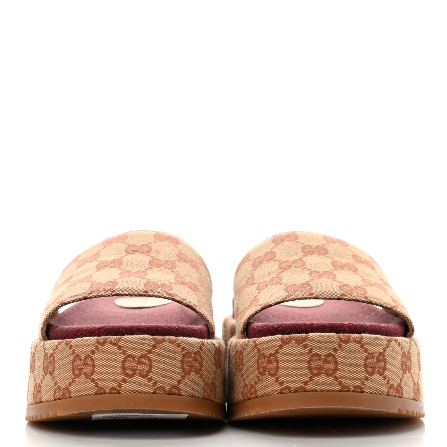 Gucci Canvas GG Monogram Angelina Platform Slide Sandals 39 Beige Ruggine 2 of 12