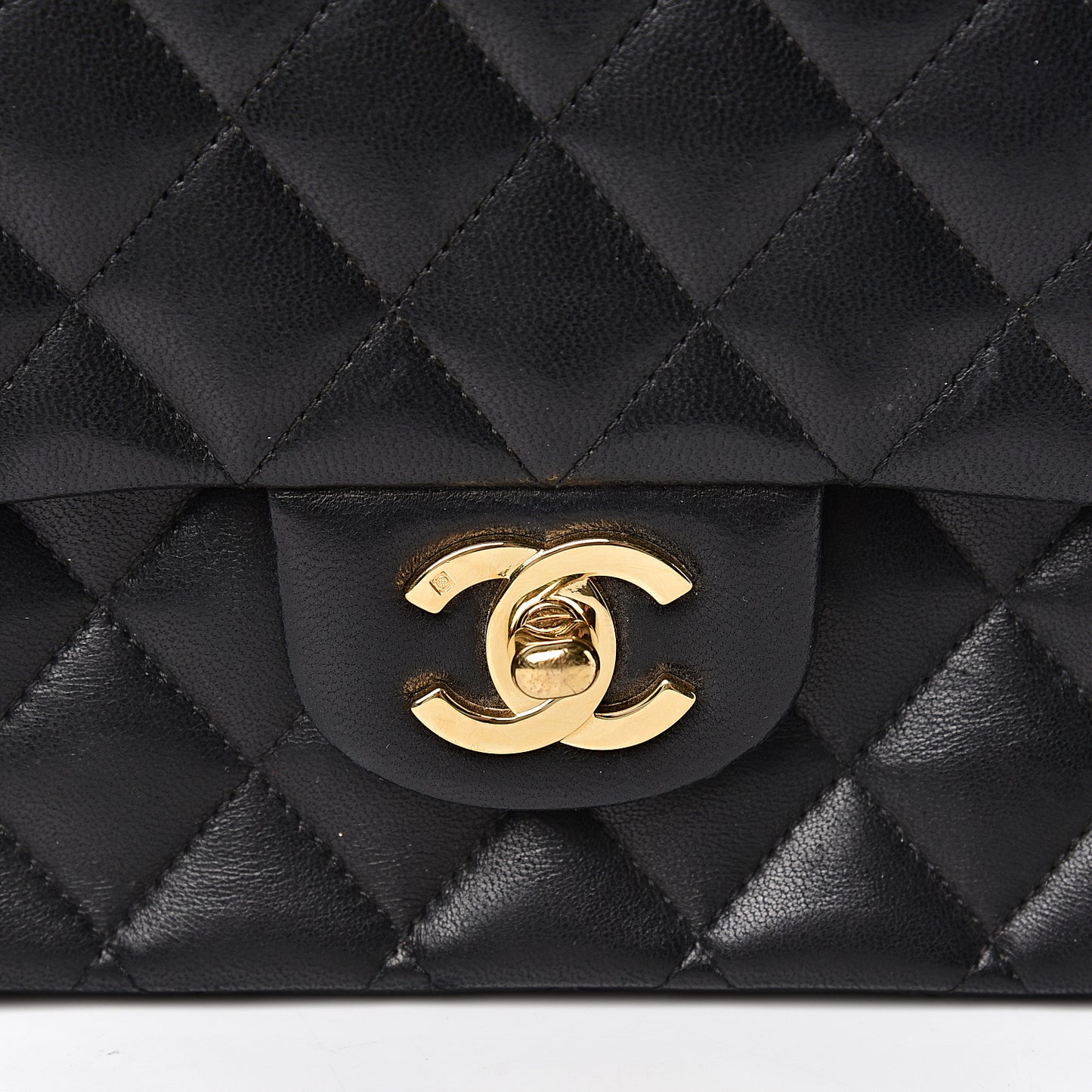 Lambskin Quilted Medium Double Flap Black