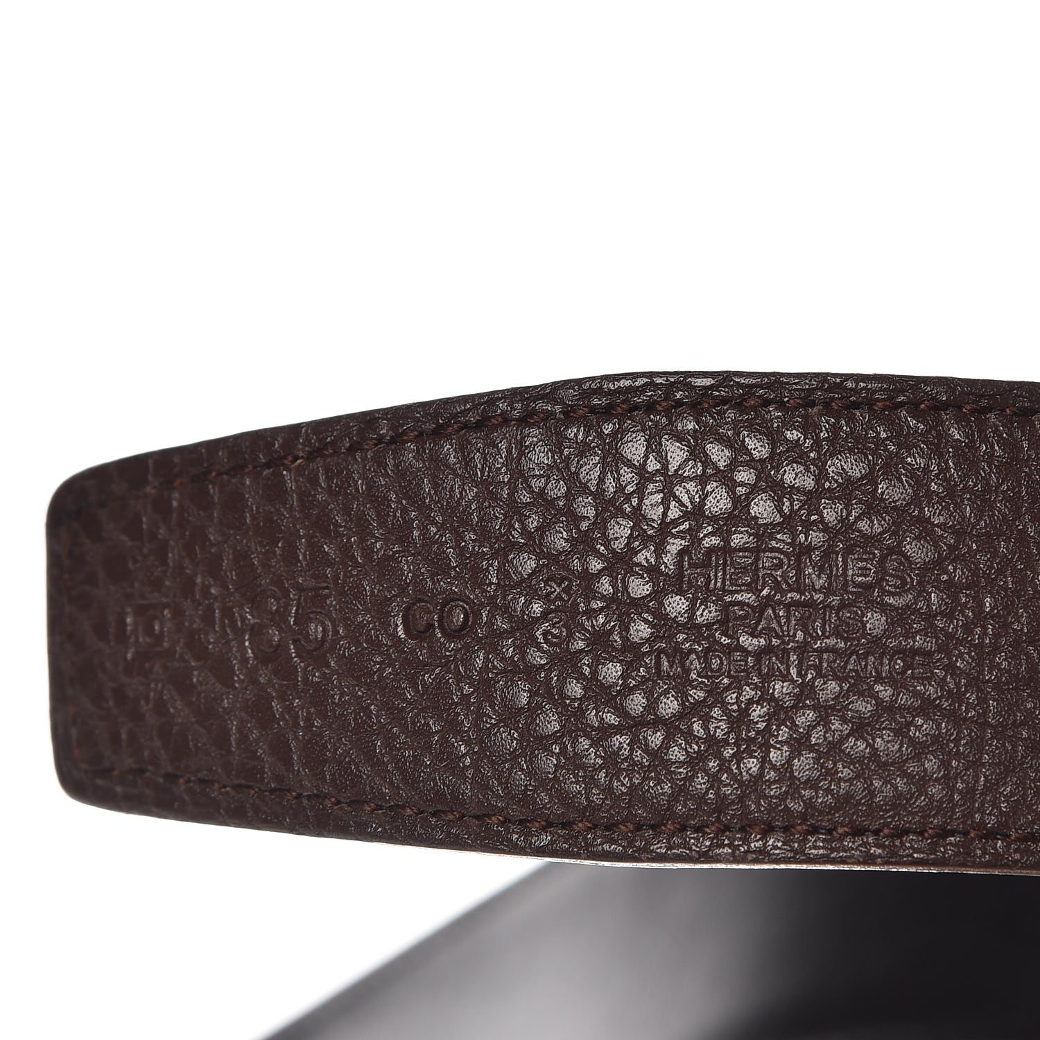 Hermes Togo Box 32mm Calandre H Belt 85 Chocolate Black 4 of 7