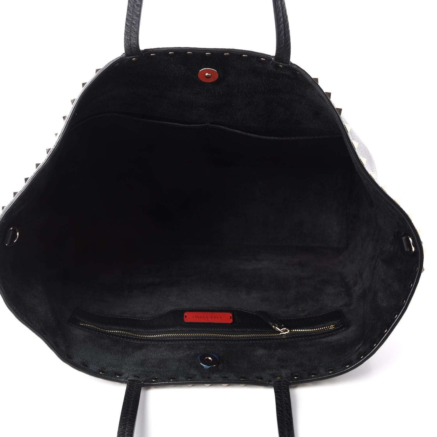 Valentino Garavani Grained Calfskin Rockstud Shoulder Tote Black 5 of 9