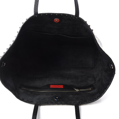 Valentino Garavani Grained Calfskin Rockstud Shoulder Tote Black 5 of 9