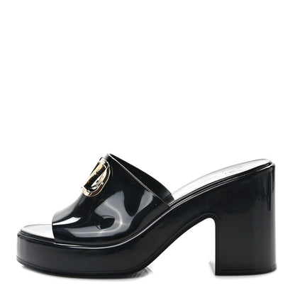 Valentino Garavani Rubber VLogo PM Platform Slide Sandals 40 Black 1 of 7
