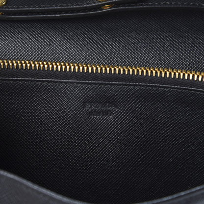 Prada Saffiano Metal Flap Wallet With Strap Black 7 of 9