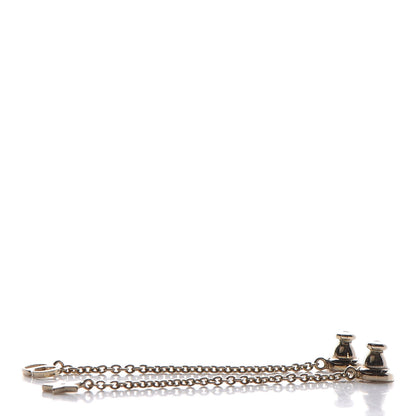 Christian Dior Pearl La Petite Tribale Dangle Chain Earrings Gold 4 of 4