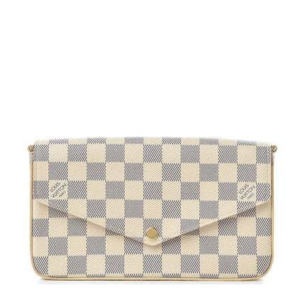 Louis Vuitton Damier Azur Pochette Felicie Chain Wallet Rose Ballerine 1 of 8