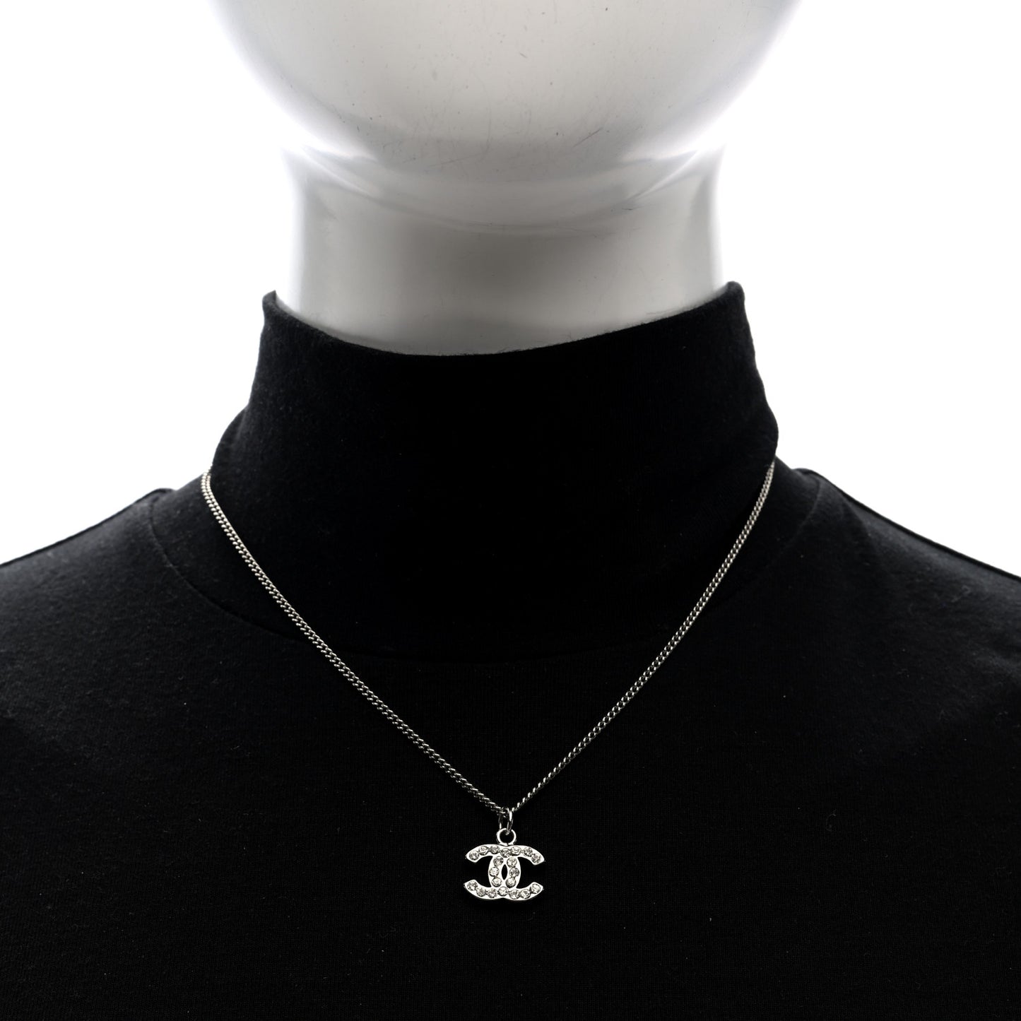Crystal CC Pendant Necklace Silver