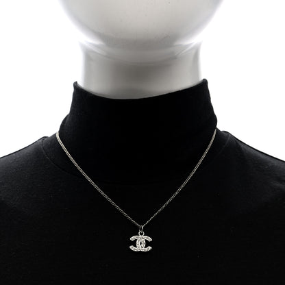 Chanel Crystal CC Pendant Necklace Silver 2 of 5