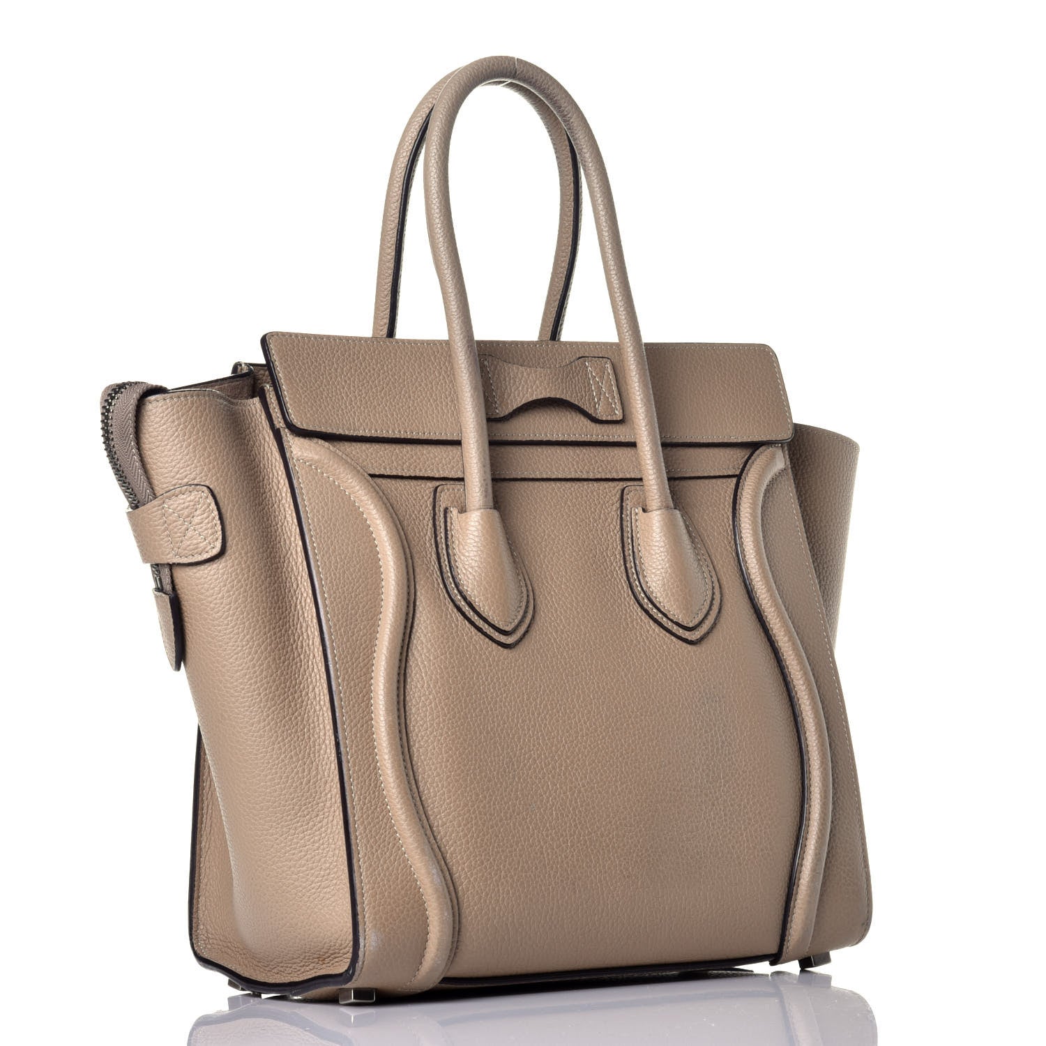 Celine Drummed Calfskin Micro Luggage Dune 3 of 8