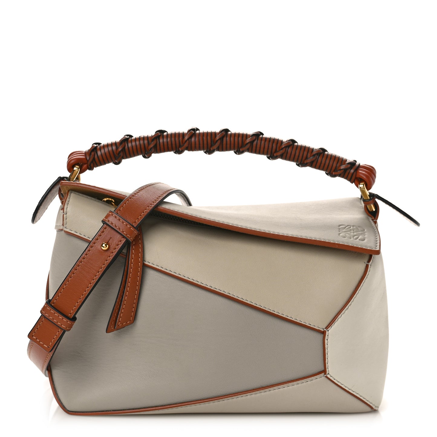 Calfskin Small Puzzle Edge Bag Ghost Soft White