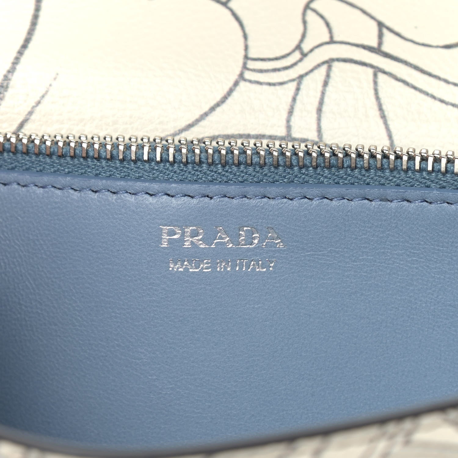 Prada X JAMES JEAN Glace Calfskin Rabbit Print Wallet On Chain Opaline 5 of 8