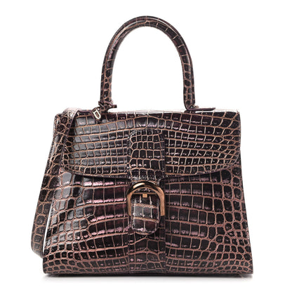 Delvaux Metallic Crocodile MM Brillant Satchel Plum Lavender 1 of 10