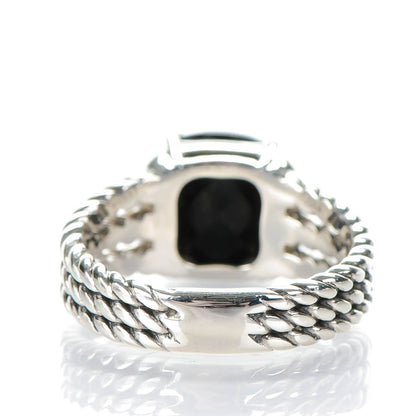 David Yurman Sterling Silver Diamond Black Onyx 10mm Petite Wheaton Ring 53 6.5 3 of 4