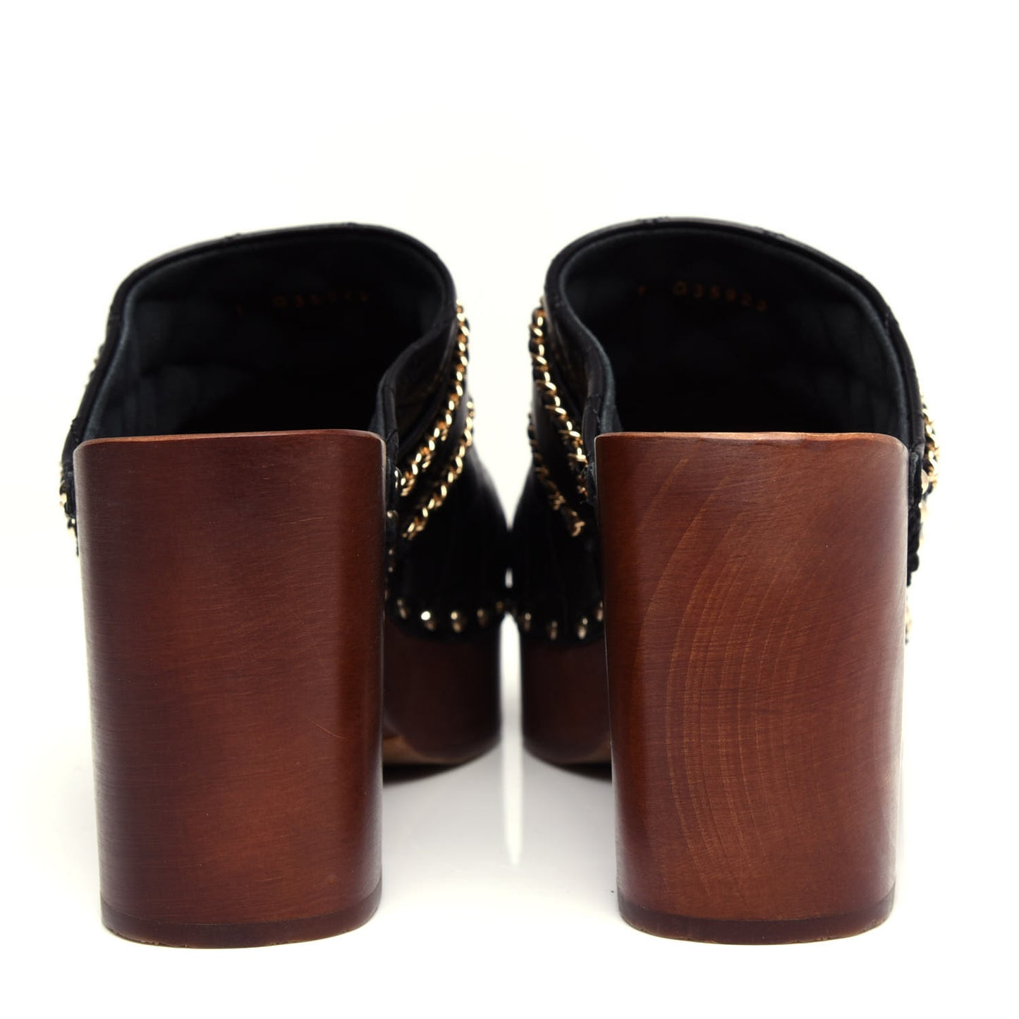 Lambskin Quilted Chain Clog Mules 39 Black