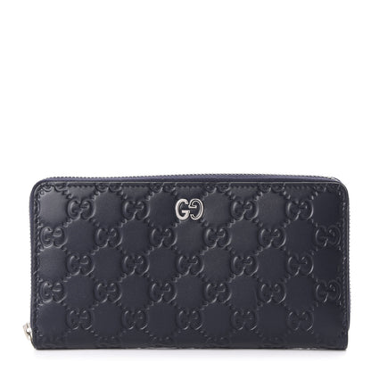 Gucci Guccissima Signature Dorian Zip Around Wallet Blue 1 of 10