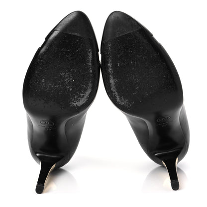 Chanel Lambskin Patent Calfskin Cap Toe CC Pumps 37 Black 5 of 8