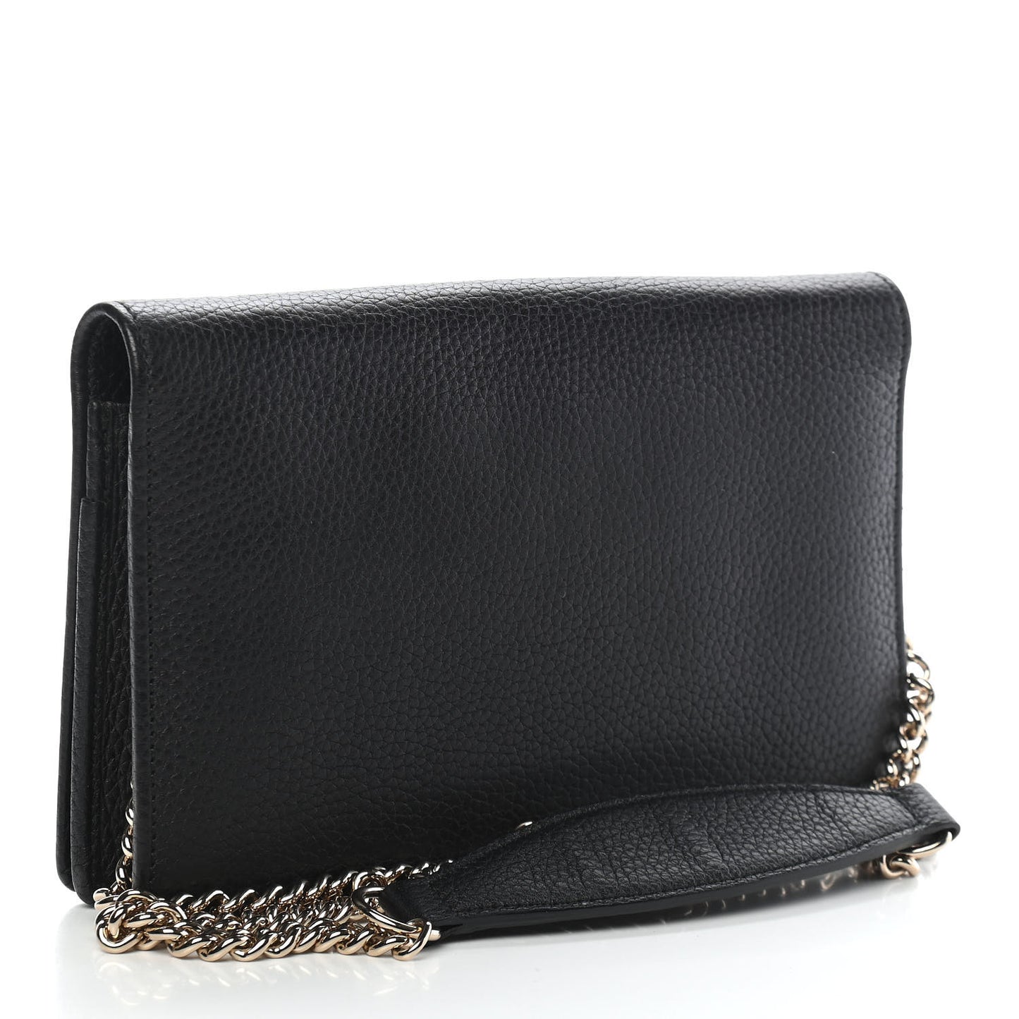 Pebbled Calfskin Soho Wallet on Chain Black