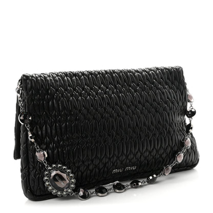 Miu Miu Nappa Matelasse Crystal Flap Clutch Black 3 of 11