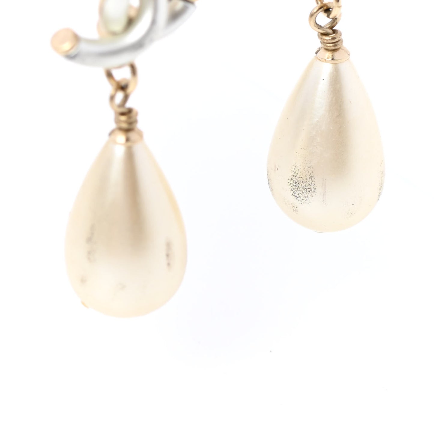 Pearl CC Drop Earrings Gold