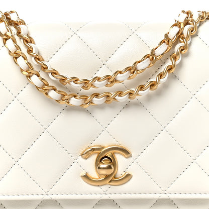 Chanel Lambskin Quilted Pearl Wallet On Chain WOC White 9 of 12