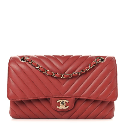Chanel Lambskin Chevron Quilted Medium Double Flap Rosewood 1 of 11