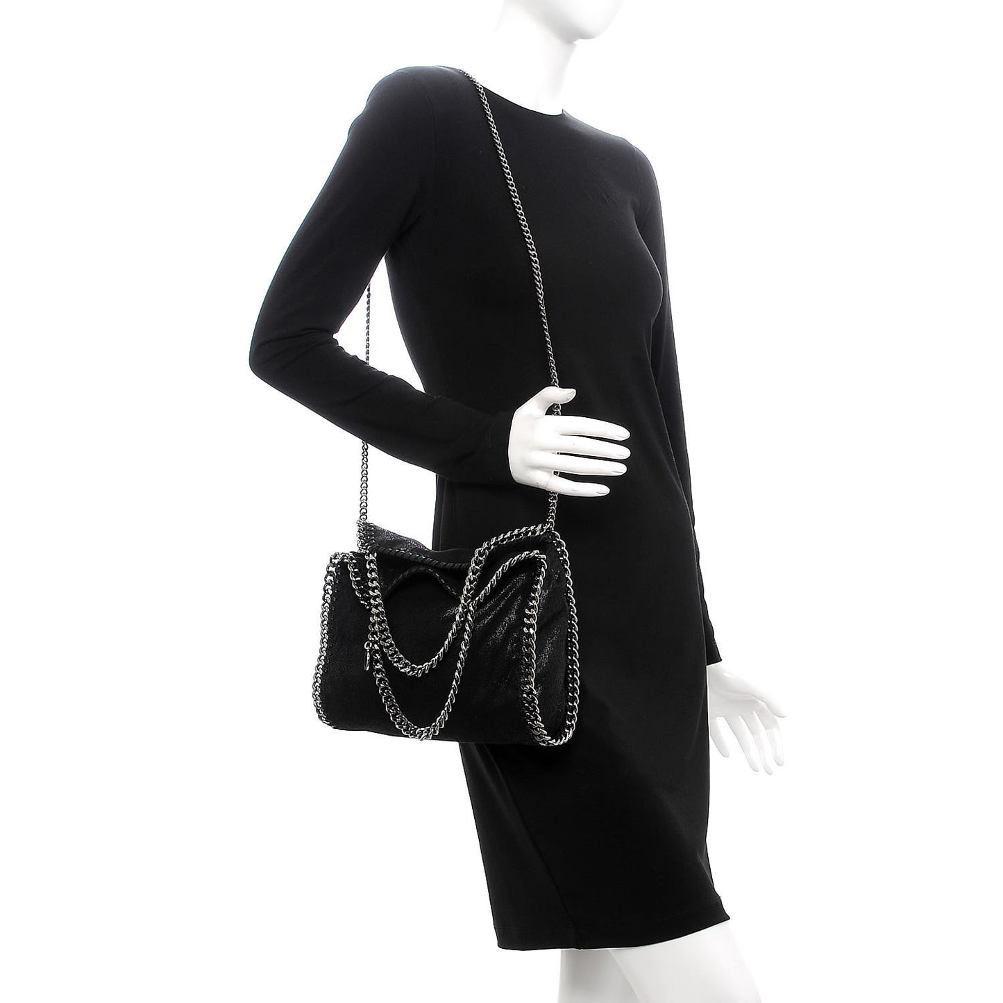 Shaggy Deer Mini Falabella Fold Over Tote Black