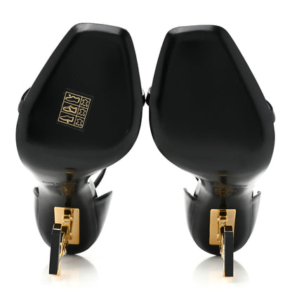 Saint Laurent Patent Calfskin Opyum 110 Sandals 37 Black Gold 5 of 9