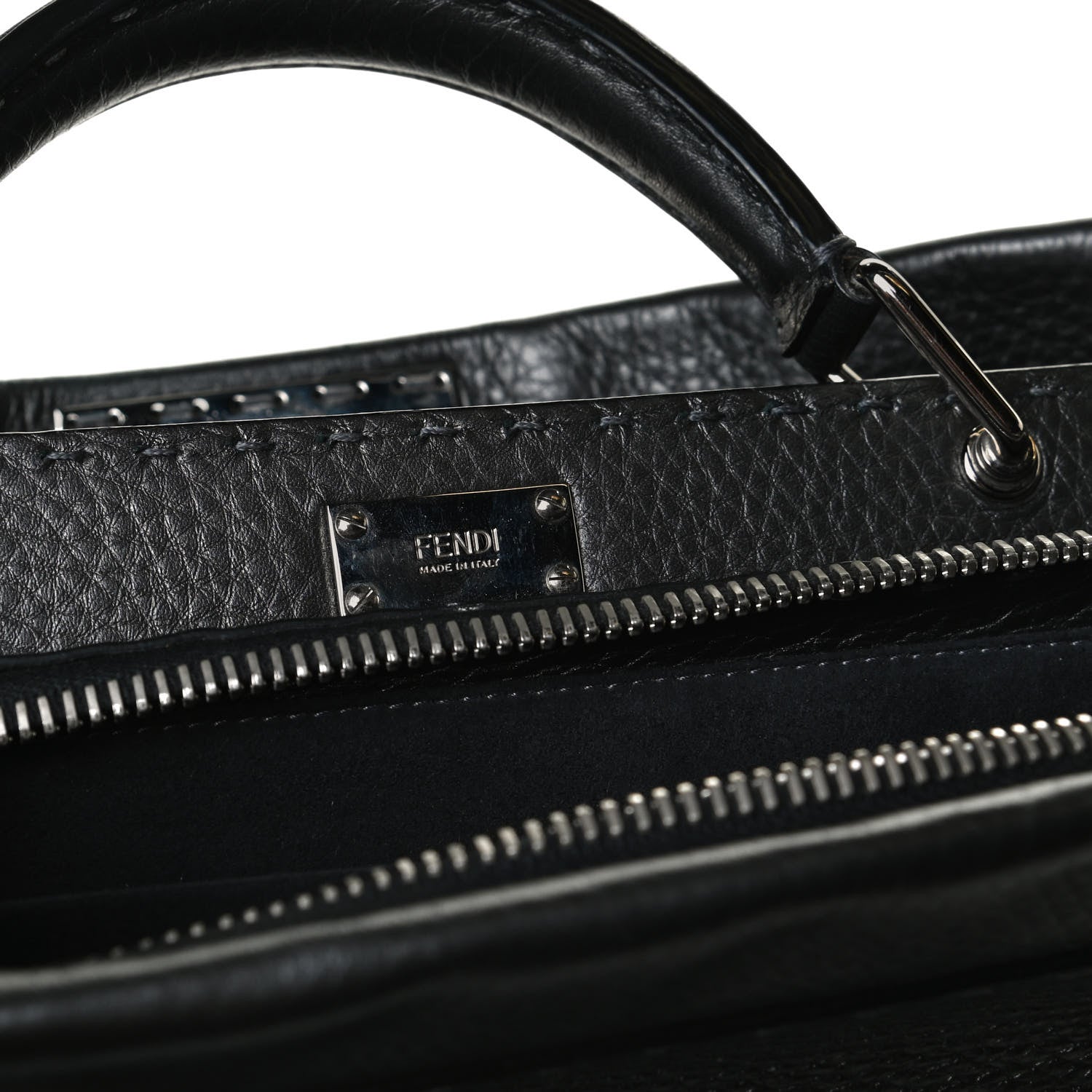 Fendi Calfskin Romano Selleria Monster Eyes Large Mens Peekaboo Iconic Essential Satchel Black White 8 of 15