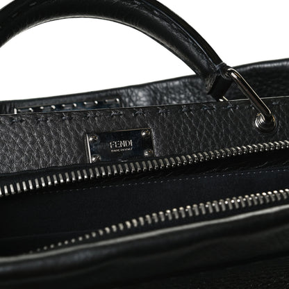 Fendi Calfskin Romano Selleria Monster Eyes Large Mens Peekaboo Iconic Essential Satchel Black White 8 of 15