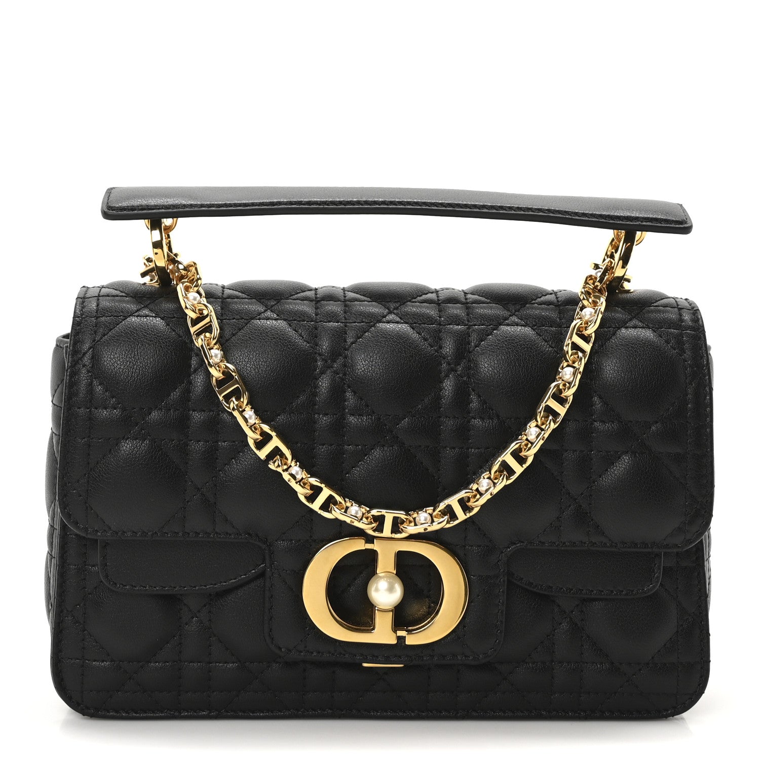 Christian Dior Calfskin Cannage Small Dior Jolie Top Handle Black 1 of 11