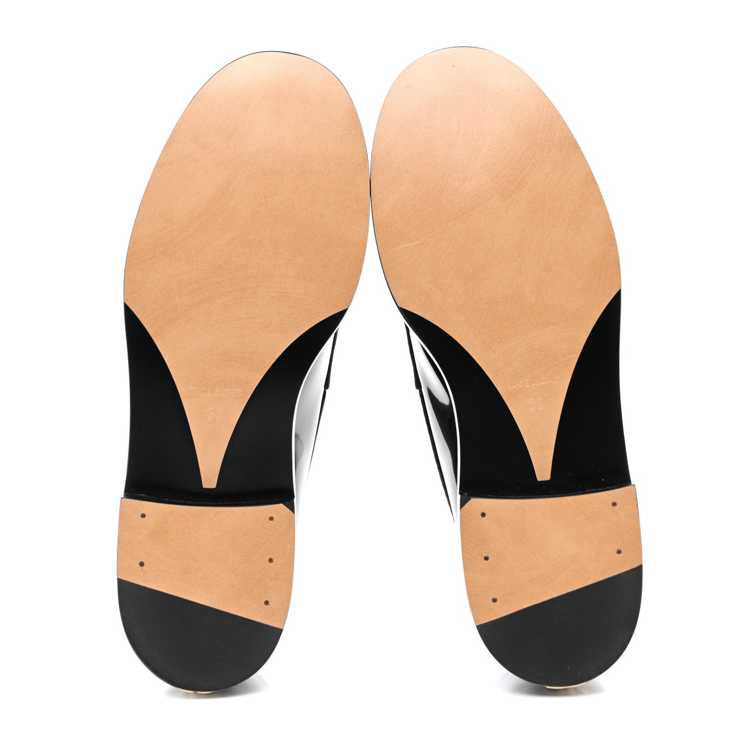 Shiny Calfskin Logo Loafers 38 Black