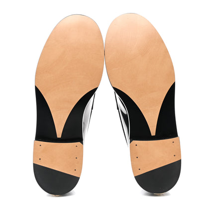 Chanel Shiny Calfskin Logo Loafers 38 Black 5 of 9