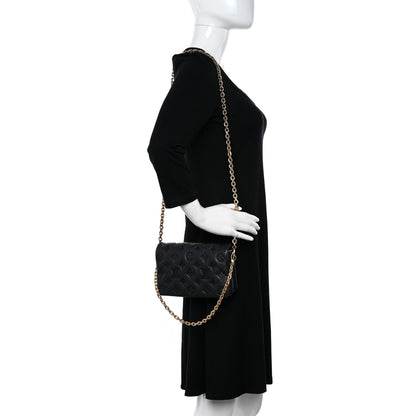 Louis Vuitton Lambskin Embossed Monogram Pochette Coussin Black 2 of 10