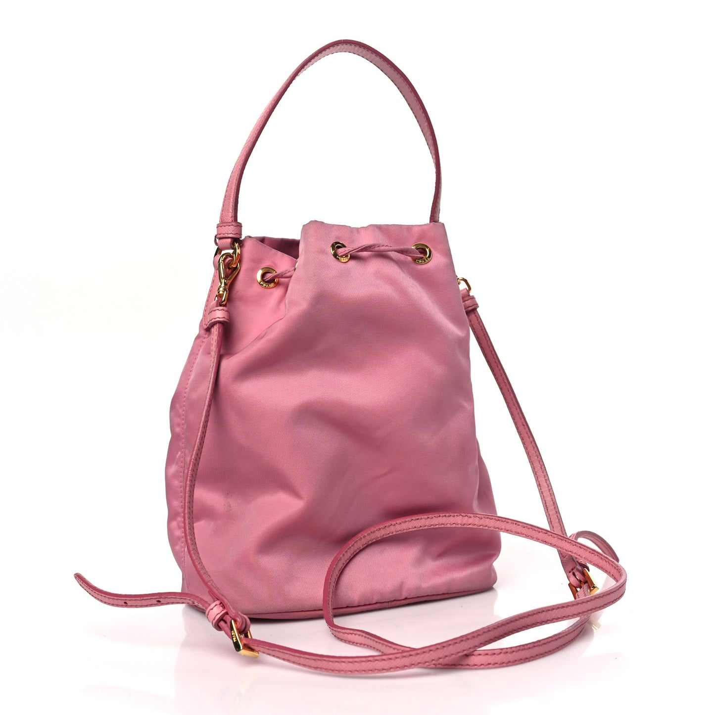Re-Nylon Saffiano Duet Bucket Crossbody Bag Begonia