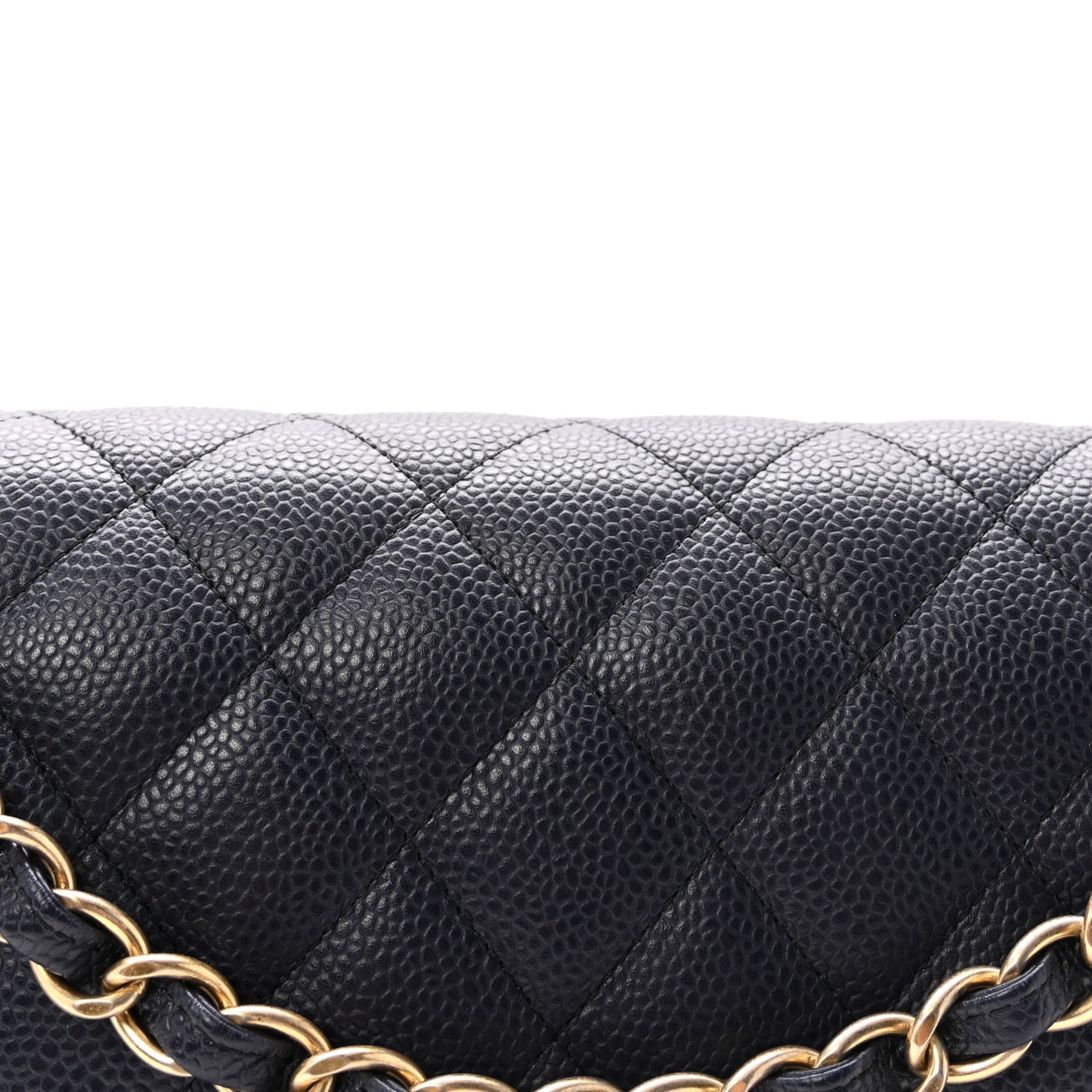 Caviar Quilted Jumbo Double Flap Navy Blue