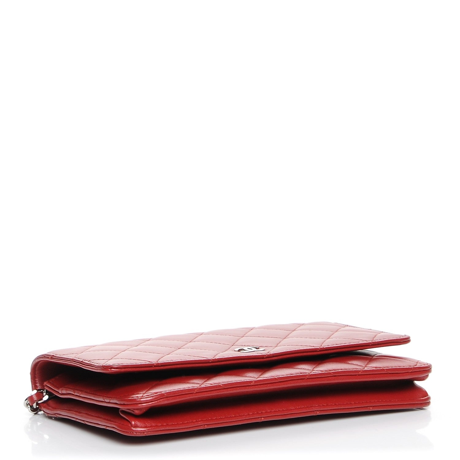 Chanel Lambskin Quilted Wallet On Chain WOC Red 4 of 9
